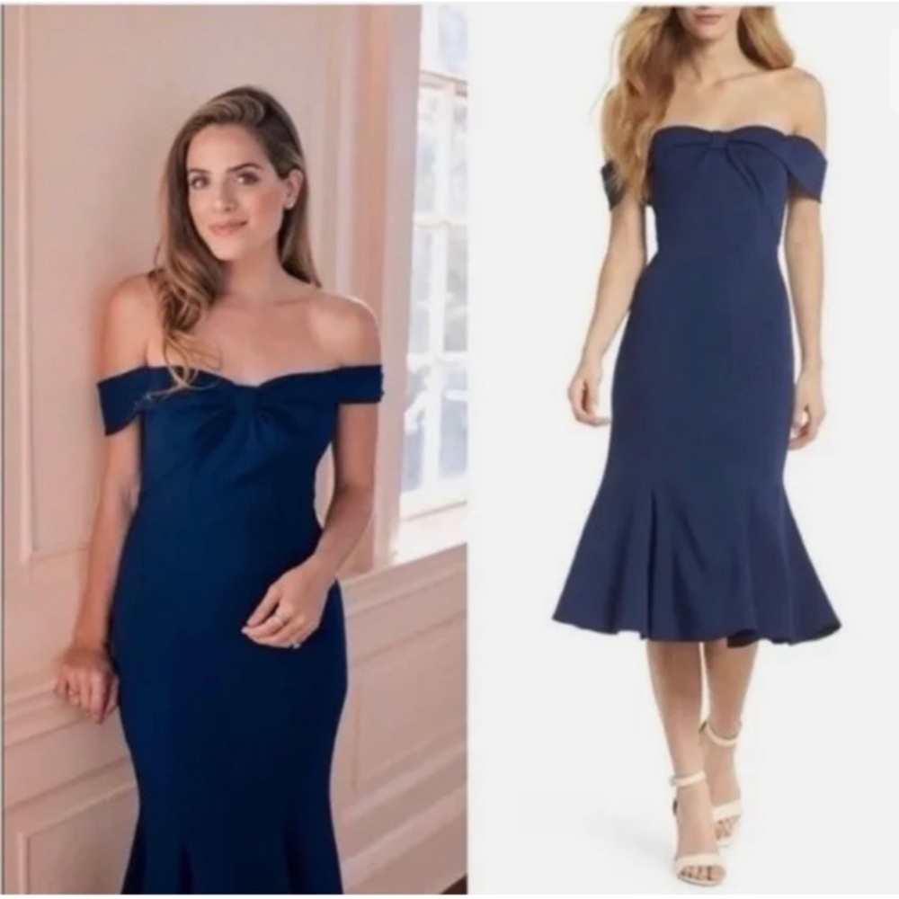 Gal Meets Glam Navy Bow Cocktail Dress Size 12